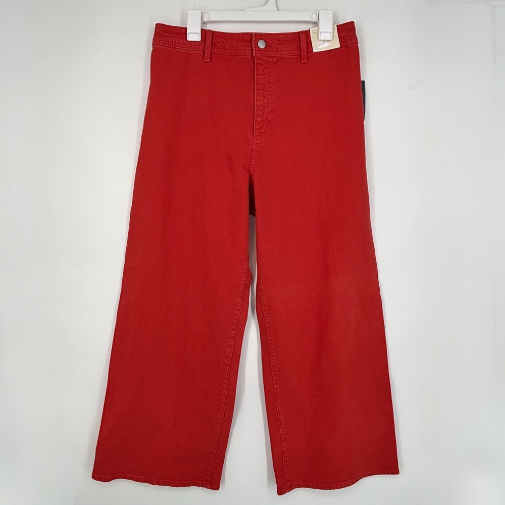 Universal Thread Womens Size 12 Sailor Wide Leg Ankle Jeans Faded Red High Rise - Picture 2 of 11